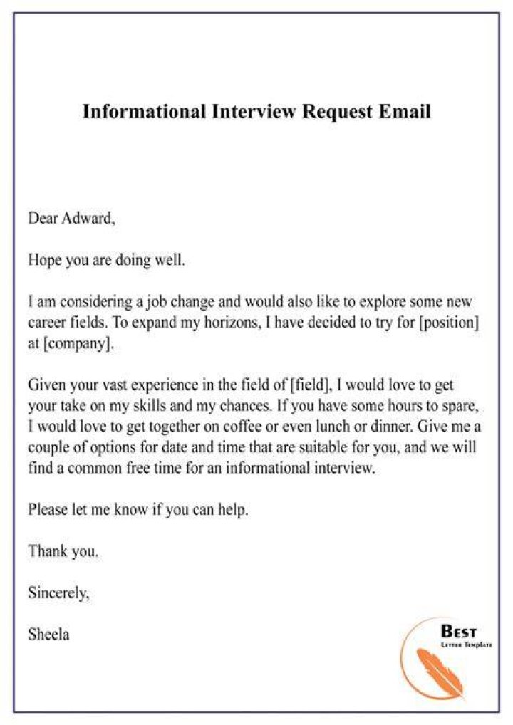 How do you write an email for an informational interview?
